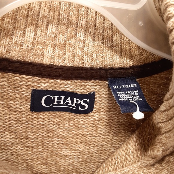 Chaps Mens Classic Fit Twist/Mock Sweater- XL-Brown/Oak Twist w/ elbow patches - Picture 5 of 12